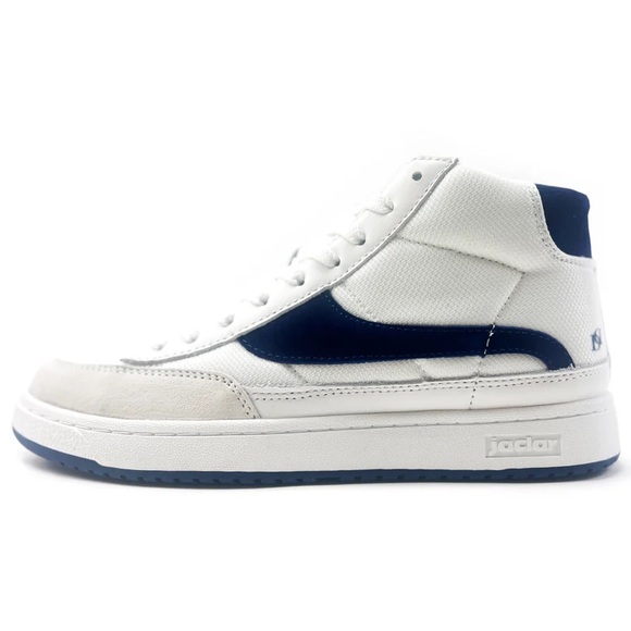 Jaclar White and Navy Blue High-Top Sky-Top Sneakers Brand New